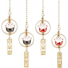 OLYCRAFT 2pcs Lucky Cat Car Pendant Maneki Neko Mirror Hanging Pendants Car Rearview Mirror Hanging Charms Japanese Maneki Neko Cat Charms for Car Rear View Mirror Accessories - 2 Colors