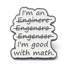 Honeyhandy Alloy Enamel Brooch, Enamel Pin, Word I'm Good with Math, White, 28x25x11mm