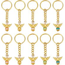 NBEADS 10 Pcs Angel Key Chains, Tibetan Style Golden Angel Charm Key Ring Imitation Pearl Beads Dangle Pendants for Car Key Baptism Party Favor Hanging Ornaments