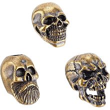 FINGERINSPIRE 3 Styles Skull Knife Lanyard Bead Brass Knife Bead Silver & Gold Skull Lanyard Bead DIY EDC Knife Beads Skull Parachute Cord Beads for Knife Key Jewelry Pendant Bracelet