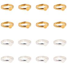 PandaHall Elite Ring Blanks, 40pcs 17mm Adjustable Ring Base Blank with 6mm Flat Base Gold Silver Blank Finger Rings Cabochon Base Bezel for Ring Blanks Making Kit