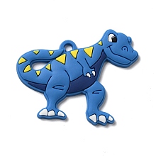 Honeyhandy PVC Cartoon Pendants, Dinosaur, Royal Blue, 41x50x3mm, Hole: 3.5mm