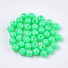 Honeyhandy Opaque Plastic Beads, Round, Medium Aquamarine, 6x5.5mm, Hole: 1.8mm, about 4790pcs/500g