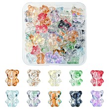 Honeyhandy 50Pcs 10 Colors Handmade Lampwork Beads, Bear, Mixed Color, 14x12x9mm, Hole: 1.2mm, 5pcs/color