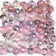 Fire-Polished Czech Glass Beads, Faceted, Ananas, Pink, 10x10mm, Hole: 1.4mm, about 60pcs/bag