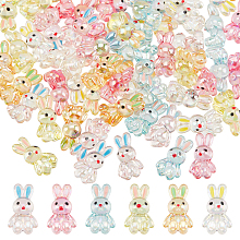 SUPERFINDINGS 72Pcs 6 Colors Rabbit Acrylic Beads Transparent Bunny Bead Acrylic Beads Animal Charm Bead for DIY Bracelet Earring Making,Hole:2.5mm