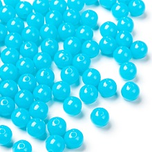 Honeyhandy Fluorescent Acrylic Beads, Round, Dodger Blue, 8mm, Hole: 1.5mm, about 1700pcs/500g