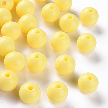 Honeyhandy Opaque Acrylic Beads, Round, Yellow, 12x11mm, Hole: 1.8mm, about 566pcs/500g