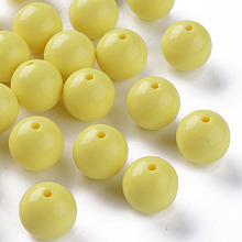 Honeyhandy Opaque Acrylic Beads, Round, Yellow, 20x19mm, Hole: 3mm, about 111pcs/500g