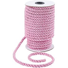 PandaHall Elite 8mm Twisted Cord Trim 20 Yards Braided Twisted Ropes Decorative Rope Shiny Viscose Cording for Curtain Tieback, Upholstery, Honor Cord, Christmas Garland, Handbags Handles, Pink