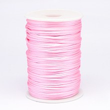 Honeyhandy Polyester Cord, Satin Rattail Cord, for Beading Jewelry Making, Chinese Knotting, Pink, 2mm, about 100yards/roll