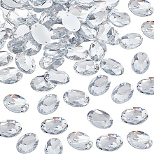 Fingerinspire 100Pcs Sew on Rhinestone, Acrylic Rhinestone, Garments Accessories, Faceted, Oval, Clear, 18x25mm