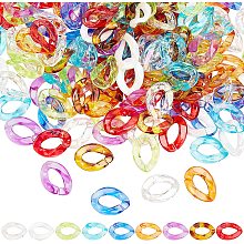 SUPERFINDINGS About 180pcs 9 Colors 23x17x4.5mm Transparent Acrylic Open Linking Rings Twist Imitation Leopard Skins Link Connectors Plastic Bag Chain Link Set for Jewelry Chains Making