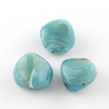 Honeyhandy Nuggets Imitation Gemstone Acrylic Beads, Medium Turquoise, 25x24x17mm, Hole: 3mm, about 84pcs/500g