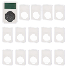 FINGERINSPIRE 15 Sets Acrylic Coin Slab Holder 1.6 inch Inner Diameter White Coin Slab Display Holder with Clear Rectangle Box Graded Coin Slabs for Grade NGC PCGS Display Storages Box Case Protector