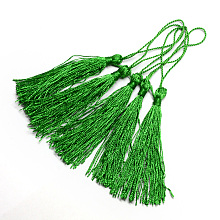 Honeyhandy Polyester Tassel Decorations, Pendant Decorations, Green, 130x6mm, Tassel: 70~90mm