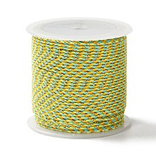 Honeyhandy 4-Ply Cotton Cord, Handmade Macrame Cotton Rope, with Gold Wire, for String Wall Hangings Plant Hanger, DIY Craft String Knitting, Yellow Green, 1.5mm, about 21.8 yards(20m)/roll