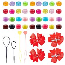 NBEADS 414 Pcs Hair Braiding Tool, Hair Braider Hair Twist Tool Kit with Alligator Hair Clips & Acrylic European Beads for Hair Styling Accessories