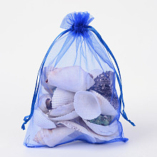 Honeyhandy Organza Gift Bags with Drawstring, Jewelry Pouches, Wedding Party Christmas Favor Gift Bags, Blue, 20x15cm