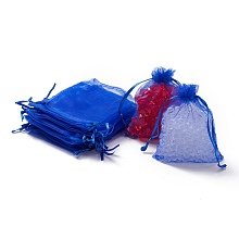 Honeyhandy Organza Gift Bags with Drawstring, Jewelry Pouches, Wedding Party Christmas Favor Gift Bags, Blue, 12x9cm