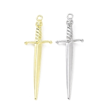 Honeyhandy Rack Plating Alloy Enamel Pendants, Sword with Skull, Mixed Color, 50.5x16x5mm, Hole: 1.8mm