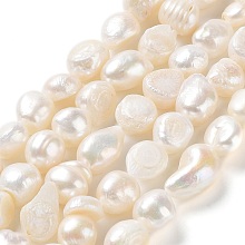 Natural Keshi Pearl Beads Strands, Cultured Freshwater Pearl, Baroque Pearls, Two Side Polished, Grade 2A+, Seashell Color, 9~12x8~9x9~10mm, Hole: 0.7mm, about 36~39pcs/strand, 13.98''(35.5~36.5cm)