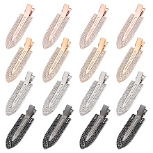 CRASPIRE 16Pcs 4 Colors Surfboard Shaped Alloy Rhinestone Alligator Hair Clips, No-Trace Bangs Hair Clip, Hair Accessories for Girls, Mixed Color, 67x18.5x11mm, 4pcs/color