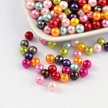 Arricraft Imitation Pearl Acrylic Beads, Dyed, Round, Mixed Color, 8x7.5mm, Hole: 2mm, about 1900pcs/pound