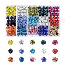 ARRICRAFT 1 Box 100 Pcs 10mm Shamballa Pave Disco Ball Clay Beads, Polymer Clay Rhinestone Beads Round Charms Jewelry Makings