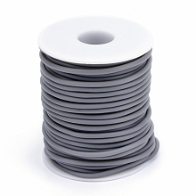 Honeyhandy Hollow Pipe PVC Tubular Synthetic Rubber Cord, Wrapped Around White Plastic Spool, Gray, 2mm, Hole: 1mm, about 54.68 yards(50m)/roll