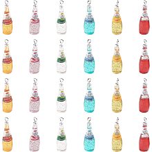 SUNNYCLUE 24Pcs 6 Colors Wine Bottle Charms Resin Pendants with Loop Earring Necklace Keychain for Starter DIY Jewellery Making Accessories