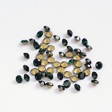 Honeyhandy Back Plated Grade A Diamond Glass Pointed Rhinestone, Emerald, 3.8~3.9mm, about 1440pcs/bag