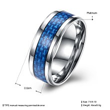 Honeyhandy Men's Titanium Steel Finger Rings, Wide Band Ring, Blue, Platinum, US Size 10(19.8mm)