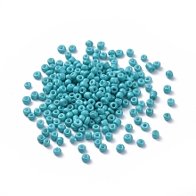 Baking Paint Glass Seed Beads, Dark Turquoise, 8/0, 3mm, Hole: 1mm, about 10000pcs/bag