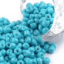 Honeyhandy Baking Paint Glass Seed Beads, Dark Turquoise, 6/0, 4~5x3~4mm, Hole: 1~2mm, about 4500pcs/bag