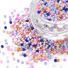 Honeyhandy 13/0 Glass Seed Beads, Macaron Color, Round Hole, Round, Mixed Color, 13/0, 2~2.3x1.5mm, Hole: 0.8mm, about 450g/bag