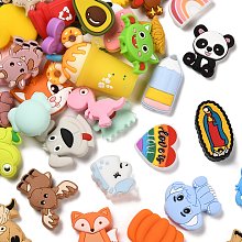 Honeyhandy Silicone Beads, DIY Nursing Necklaces Making, Chewing Pendants for Teethers, Faceted, Mixed Shapes, Mixed Color, 18~51x19~34x7~25mm, Hole: 1.5~2mm