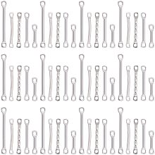 DICOSMETIC 100Pcs 5 Style Stainless Steel Bar Connectors 2 Hole Stick Strip Earrings Rectangle Small Charm Links Metal Jewelry Connectors for Jewelry Making DIY Findings