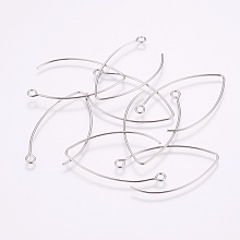 Honeyhandy 304 Stainless Steel Hoop Earrings, with Horizontal Loop, Stainless Steel Color, 41x22x0.8mm, Hole: 2.3mm