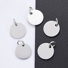 Honeyhandy 201 Stainless Steel Pendants, Manual Polishing, Flat Round, Stamping Blank Tag, Stainless Steel Color, 10x1mm, Hole: 3.5mm