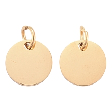 Honeyhandy 201 Stainless Steel Pendants, Manual Polishing, Flat Round, Stamping Blank Tag, Golden, 10x1mm, Hole: 3.5mm