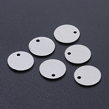 Honeyhandy 201 Stainless Steel Laser Cut Charms, Blank Stamping Tag, Flat Round, Stainless Steel Color, 10x1mm, Hole: 1.2mm