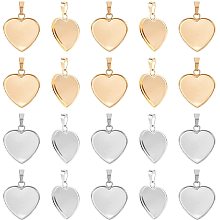 UNICRAFTALE 20pcs 2 Colors Heart Plain Edge Bezel Cups Pendant Stainless Steel Charms Pendant Bezel Cabochon Settings for DIY Jewelry Making