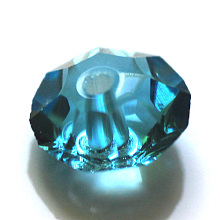 Honeyhandy Imitation Austrian Crystal Beads, Grade AAA, Faceted, Flat Round, Deep Sky Blue, 6x3.5mm, Hole: 0.7~0.9mm