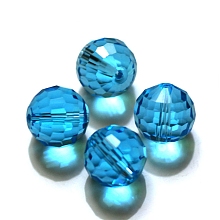 Honeyhandy Imitation Austrian Crystal Beads, Grade AAA, Faceted, Round, Deep Sky Blue, 10mm, Hole: 0.9~1mm