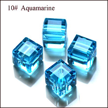 Honeyhandy Imitation Austrian Crystal Beads, Grade AAA, Faceted, Cube, Deep Sky Blue, 5~5.5x5~5.5x5~5.5mm(size within the error range of 0.5~1mm), Hole: 0.7~0.9mm