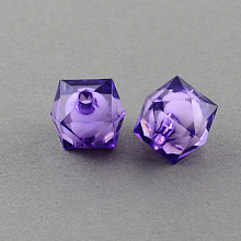 Honeyhandy Transparent Acrylic Beads, Bead in Bead, Faceted Cube, Indigo, 10x9x9mm, Hole: 2mm, about 1050pcs/500g