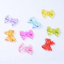 Honeyhandy Transparent Acrylic Pendants, Bowknot, Mixed Color, 34.5x44x10mm, Hole: 2mm, about 77pcs/500g