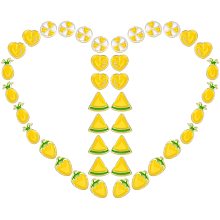 SUNNYCLUE 40Pcs 5 Styles Transparent Enamel Acrylic Beads Heart Watermelon Flat Round with Triangle Beads for Necklaces Bracelets Earring Jewelry Making Starter Supplies, Yellow