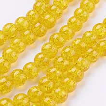 Arricraft 1Strand Gold Transparent Crackle Glass Round Beads Strands, 10mm, Hole: 1.3~1.6mm, about 80pcs/strand, 31.4 inches